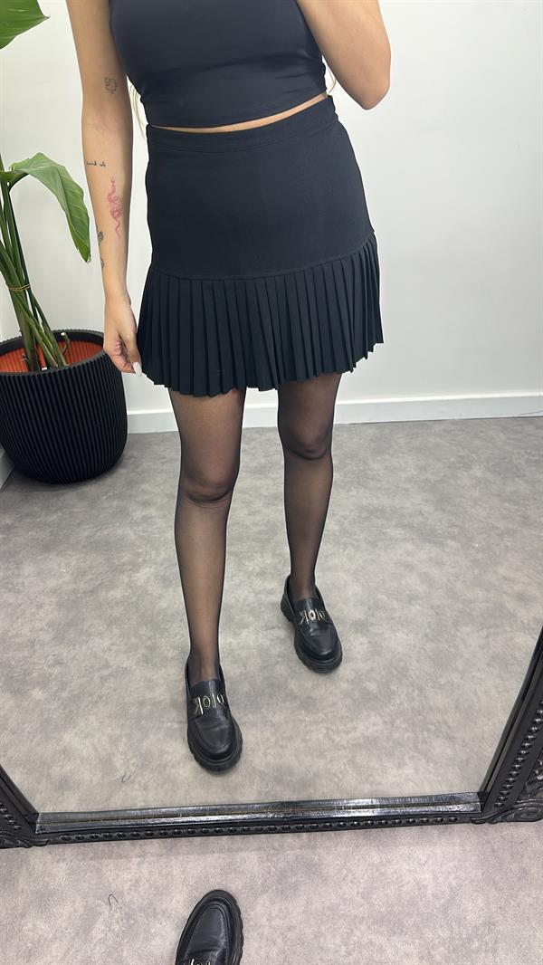 Etek Ucu Pliseli Kumaş Etek