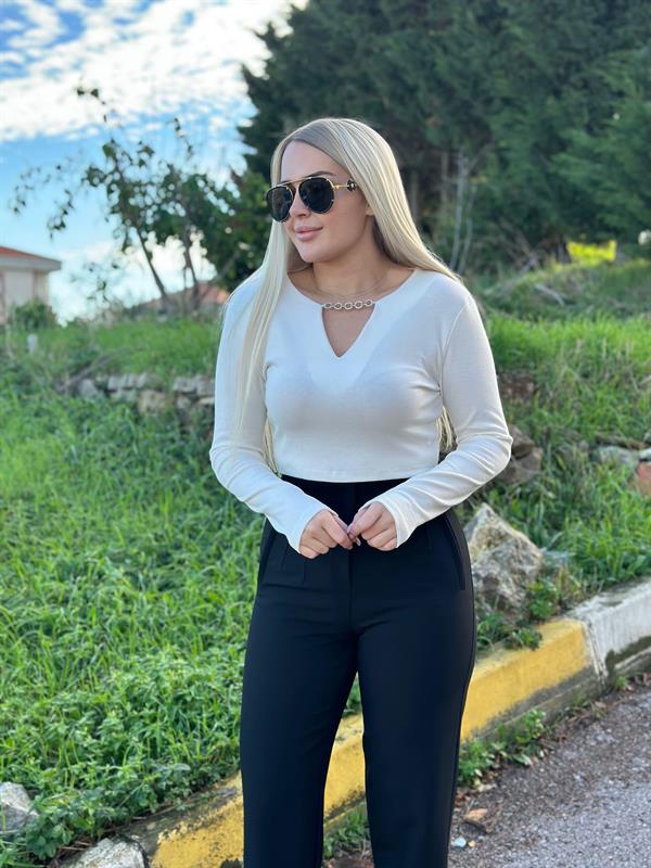 Halka Zincir Detay Ribana Bluz