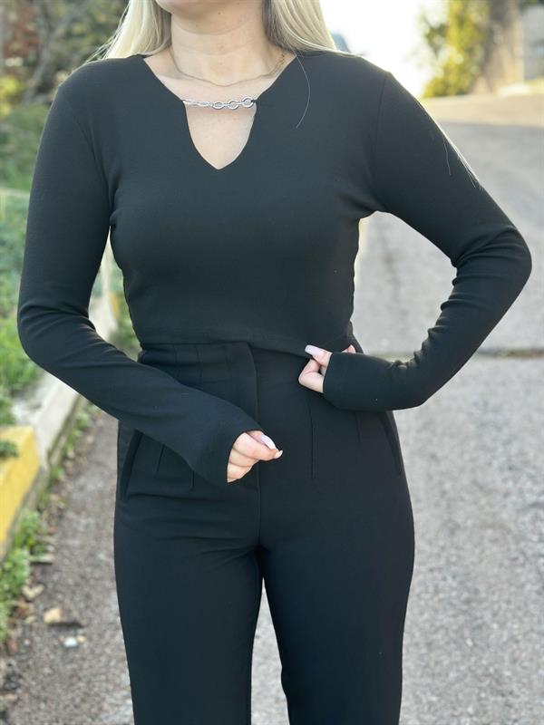 Halka Zincir Detay Ribana Bluz