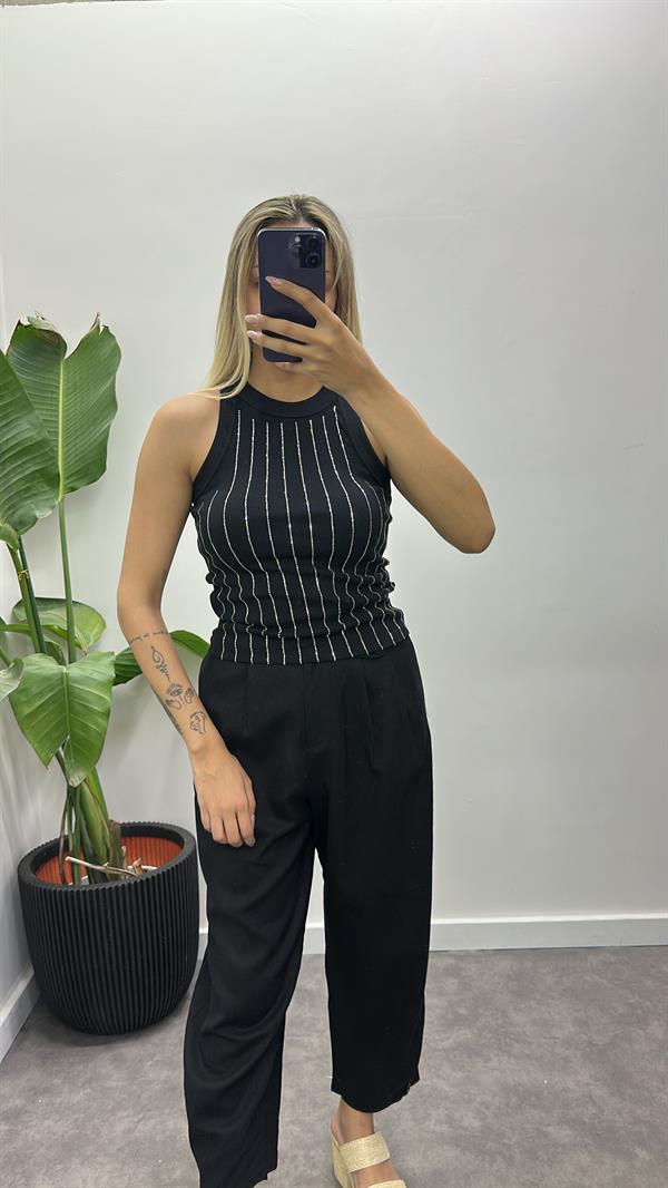 Halter Yaka Taş Baskılı Atlet