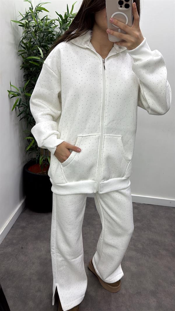 Kapşon Kürklü Taşlı Takım