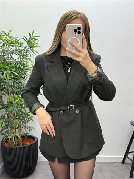 Kemerli Kaşe Ceket