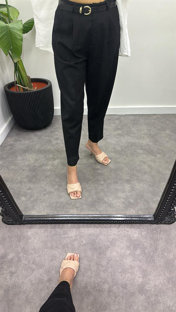 Kemerli Keten Pantolon