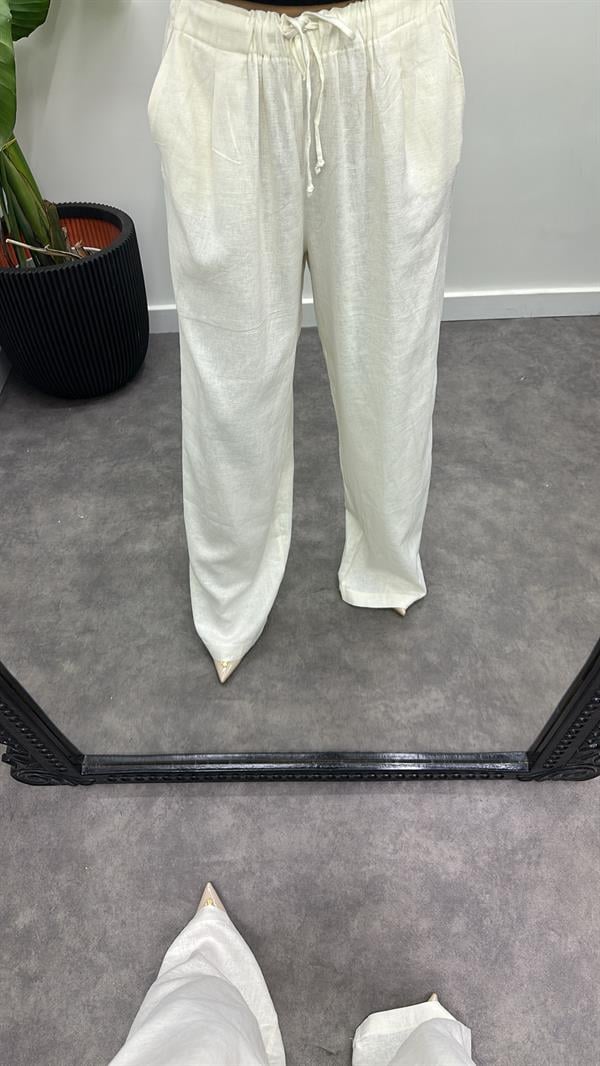 Keten Bağcıklı Pantolon