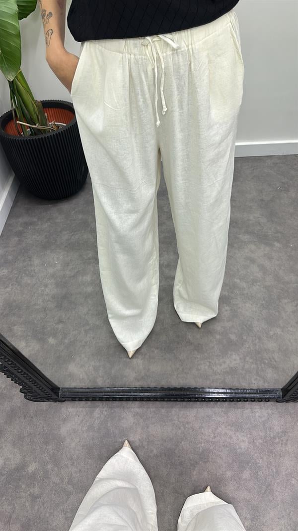 Keten Bağcıklı Pantolon