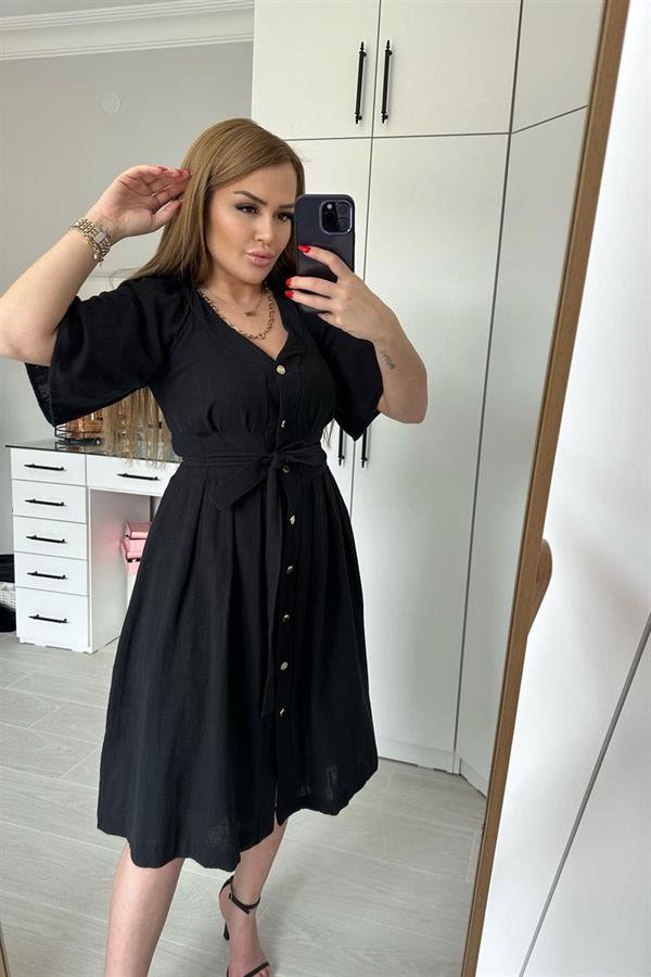 Keten Kuşaklı Elbise