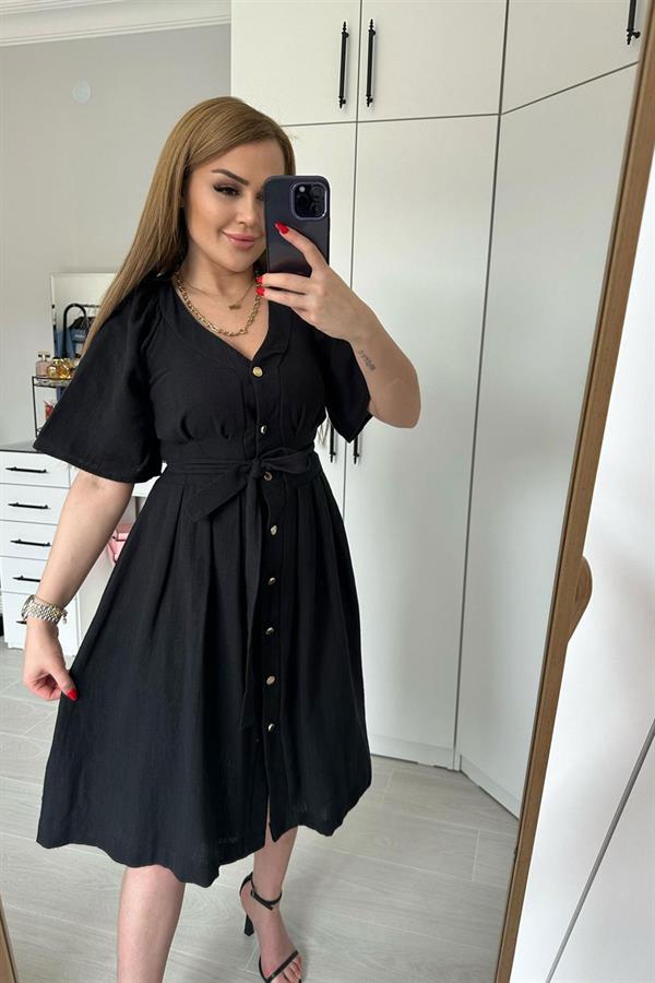 Keten Kuşaklı Elbise