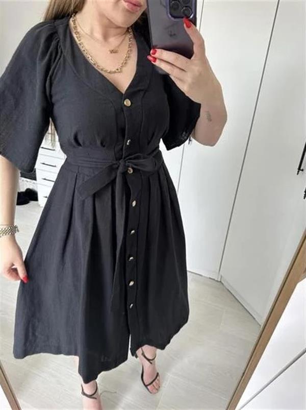 Keten Kuşaklı Elbise