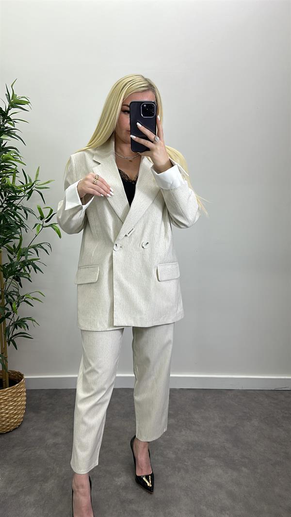 Kol Katlamalı Keten Ceket