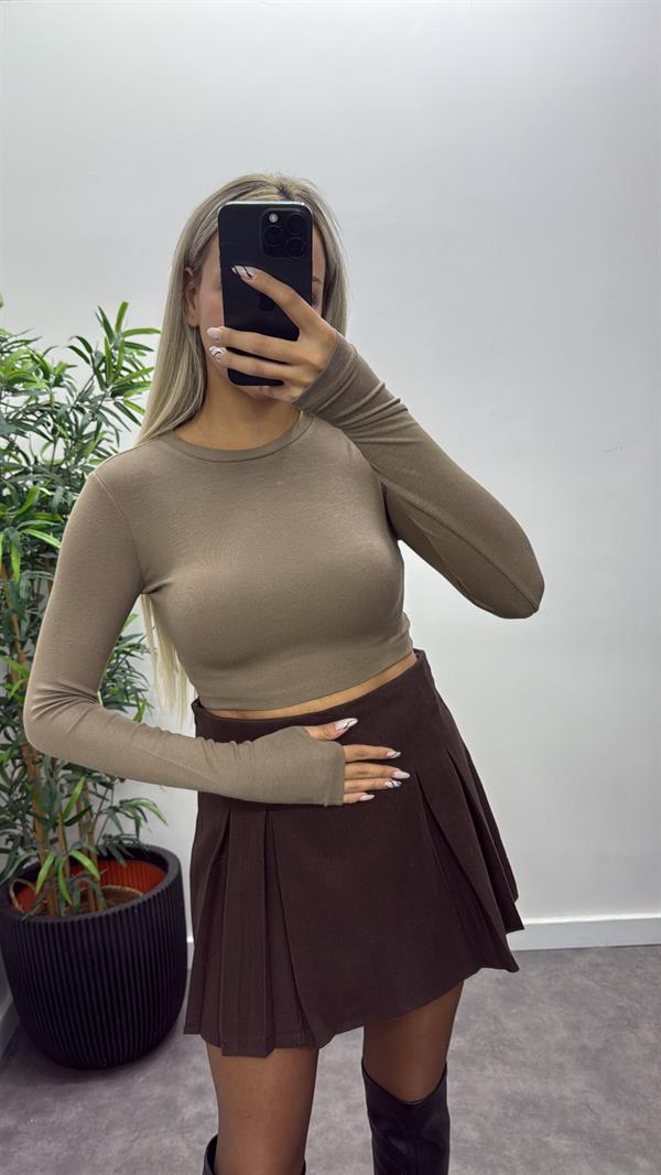 Kolu Yırtmaçlı Soft Doku Crop