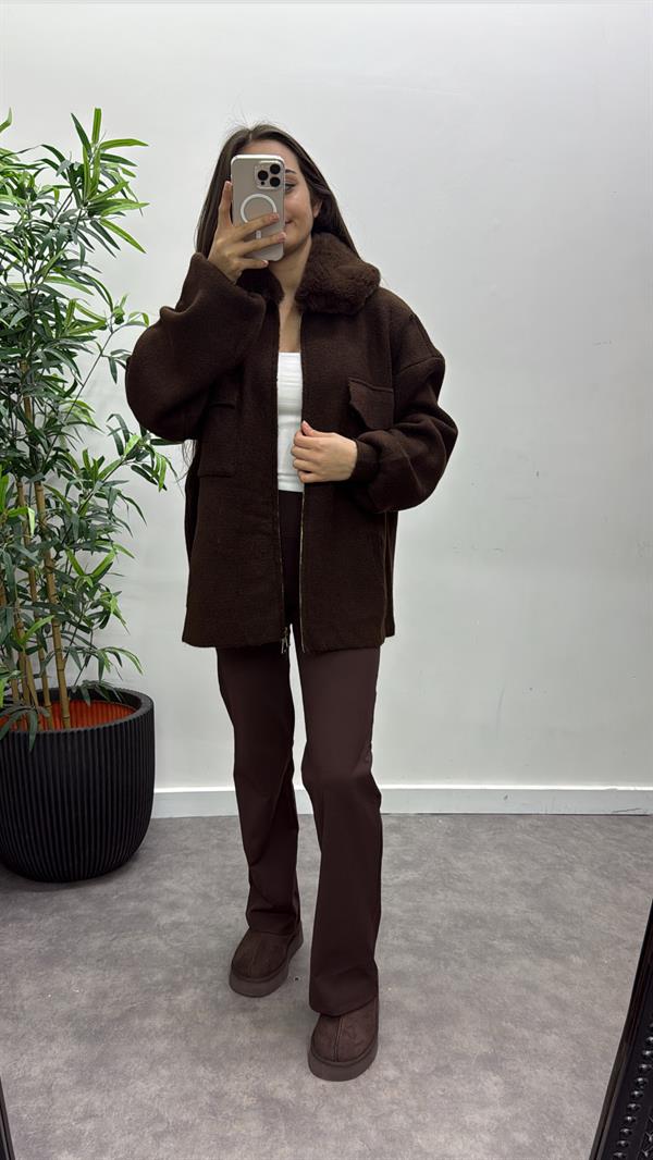 Kürk Yaka Triko Ceket