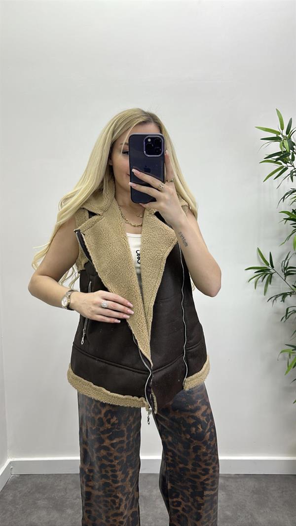 Kürklü Nubuk Yelek