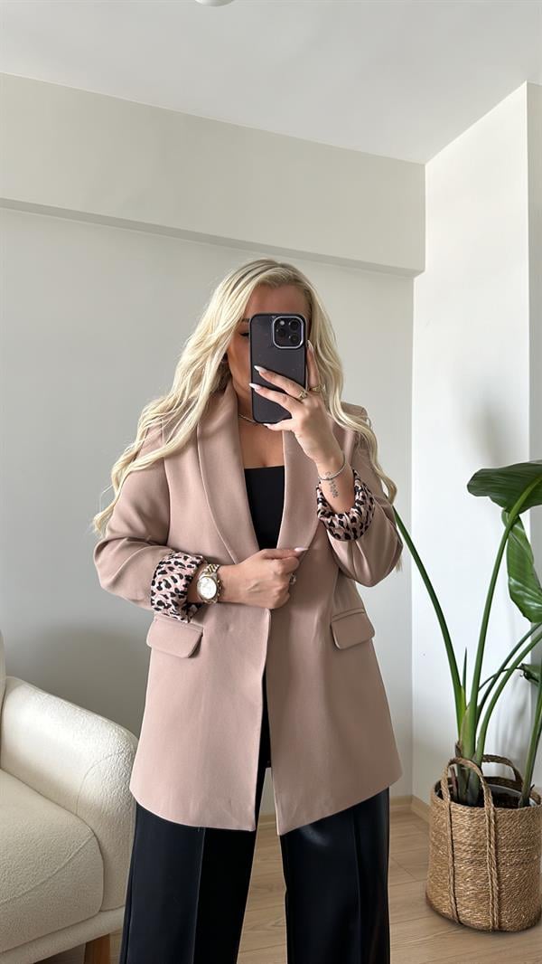 Leopar Detay Premium Blazer Ceket