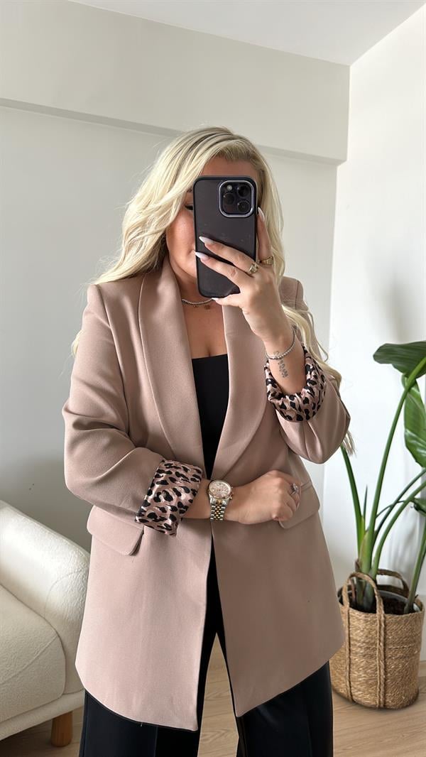Leopar Detay Premium Blazer Ceket