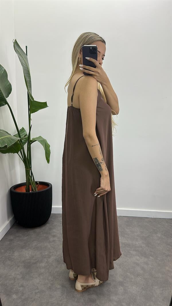 Lüx Kalite İthal Kumaş Askılı Elbise