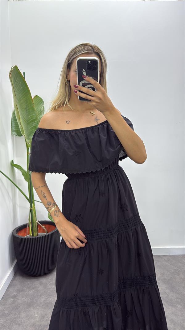 Madonna Yaka İşlemeli Elbise