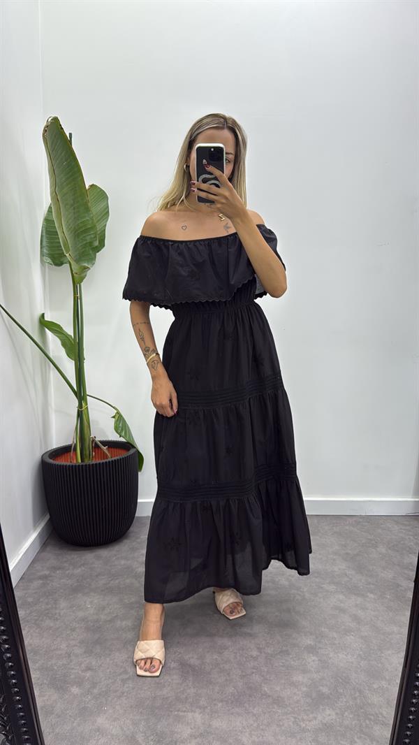 Madonna Yaka İşlemeli Elbise