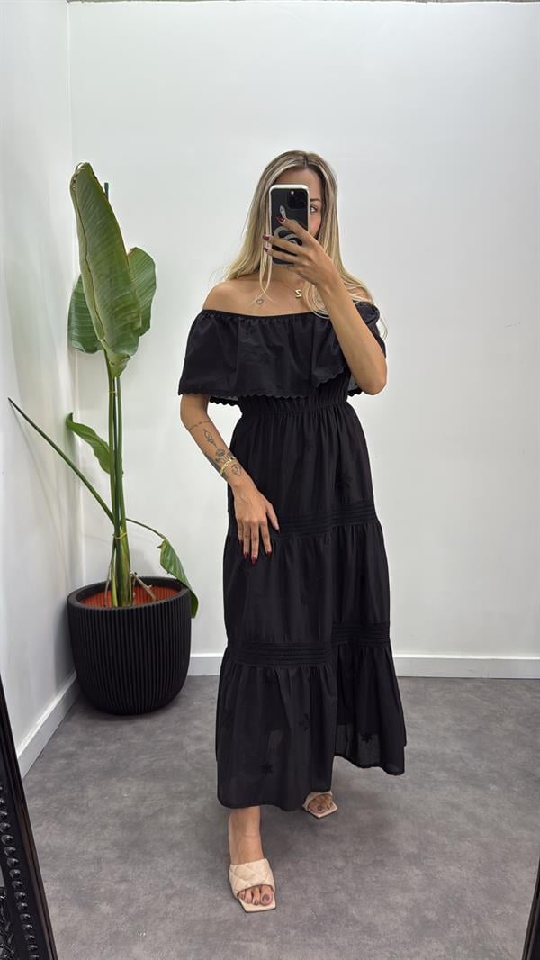 Madonna Yaka İşlemeli Elbise