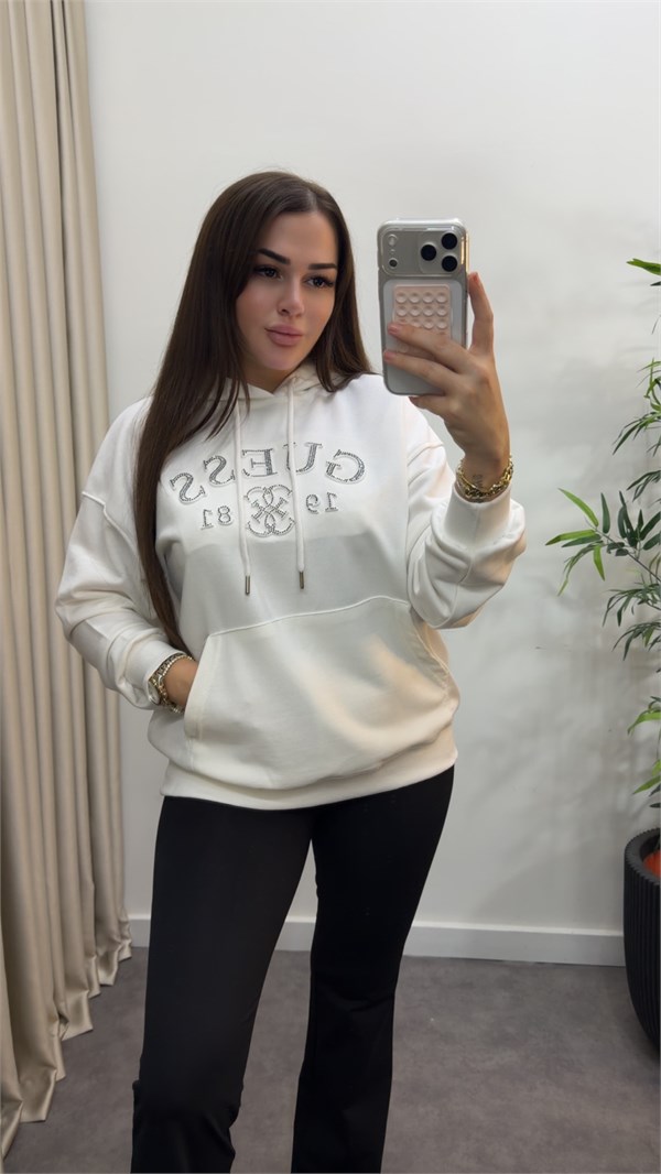 Marka Model Taşlı Sweatshirt