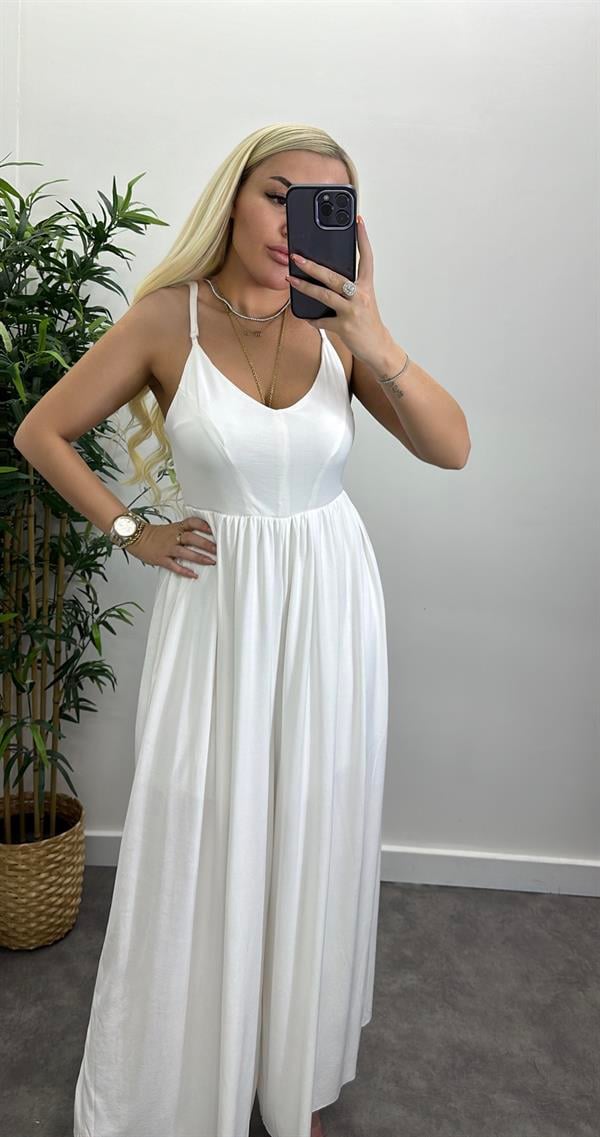 Modal Kumaş Sırt Çapraz Askılı Tulum