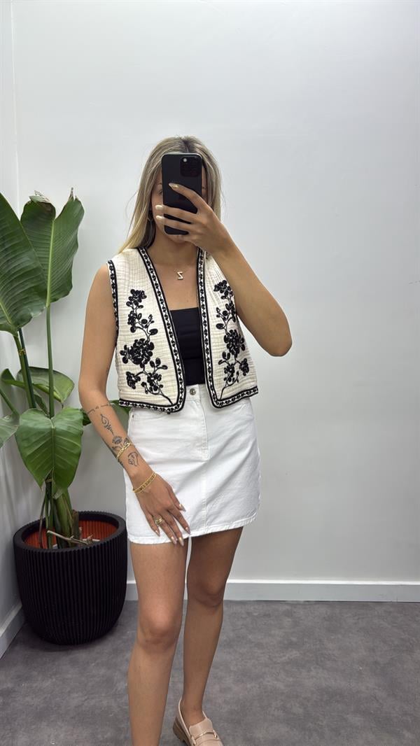 Müslin Etnik Desen Yelek