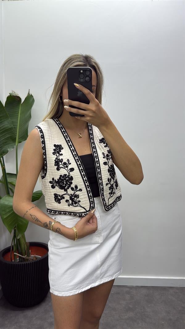 Müslin Etnik Desen Yelek