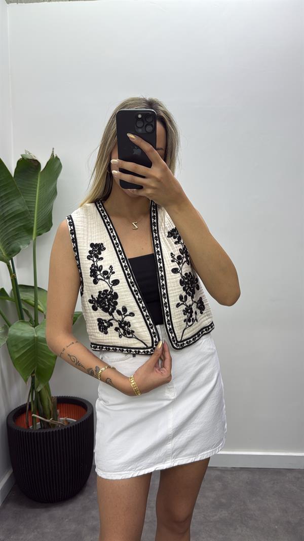 Müslin Etnik Desen Yelek