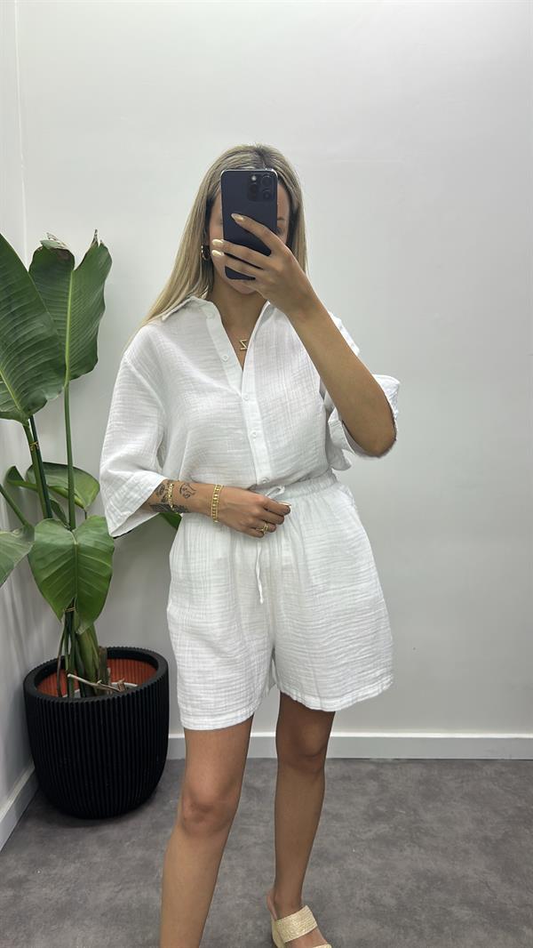 Müslin Kumaş Gömlekli Şortlu Takım