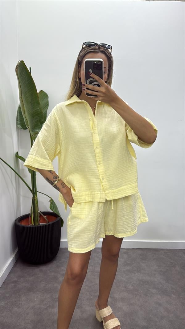 Müslin Kumaş Gömlekli Şortlu Takım