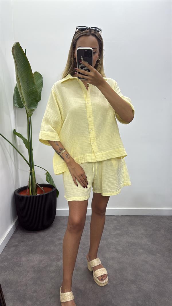 Müslin Kumaş Gömlekli Şortlu Takım