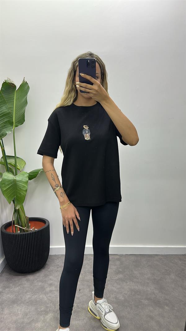 Nakışlı Ayıcık İşlemeli T-Shirt