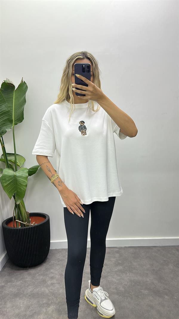 Nakışlı Ayıcık İşlemeli T-Shirt