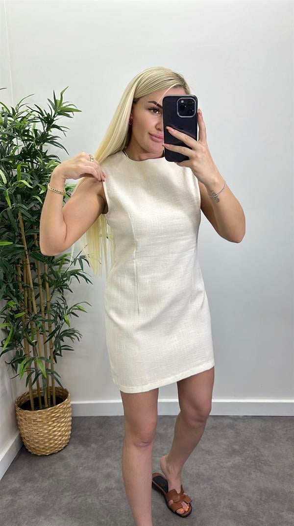 Naturel Keten Elbise