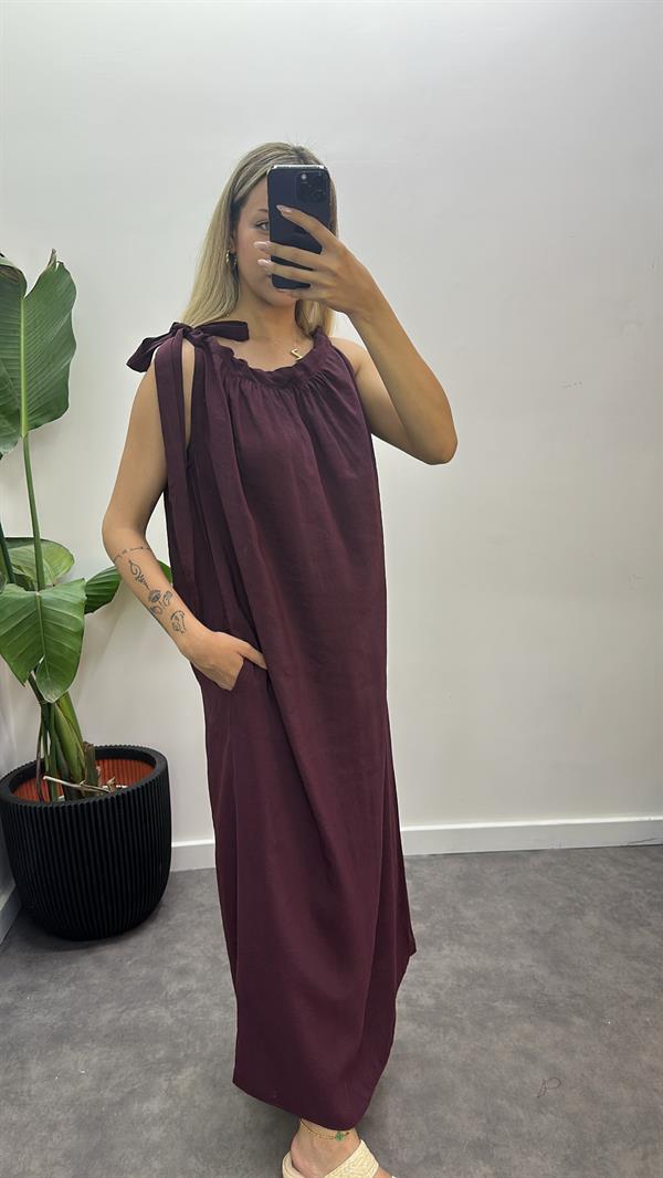 Omuz Bağlamalı Tensel Elbise