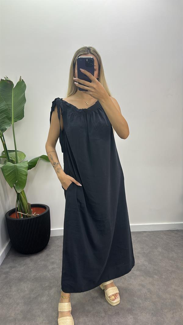 Omuz Bağlamalı Tensel Elbise