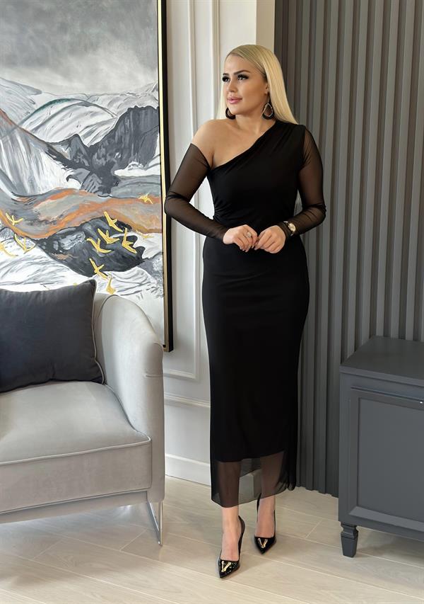 Omuz Detay Tül Elbise