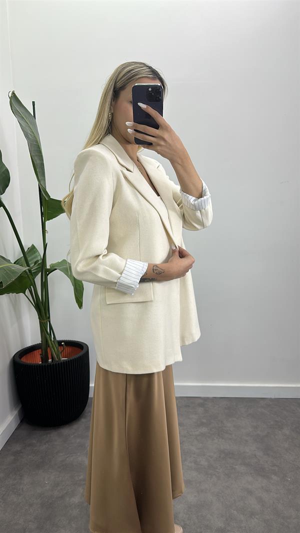 Orj Marka Ham Keten Blazer Ceket