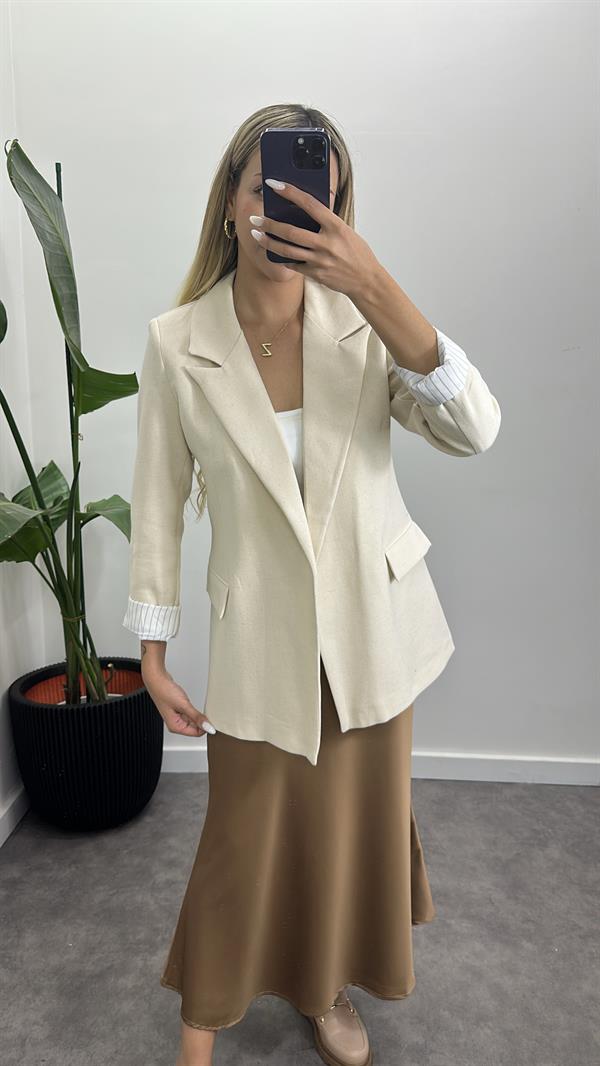 Orj Marka Ham Keten Blazer Ceket