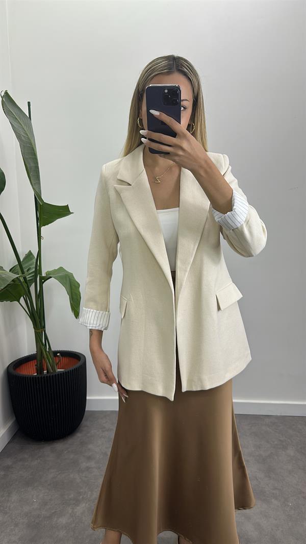 Orj Marka Ham Keten Blazer Ceket