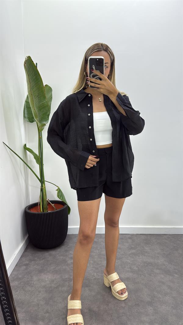 Oversize İpek Tül Gömlek