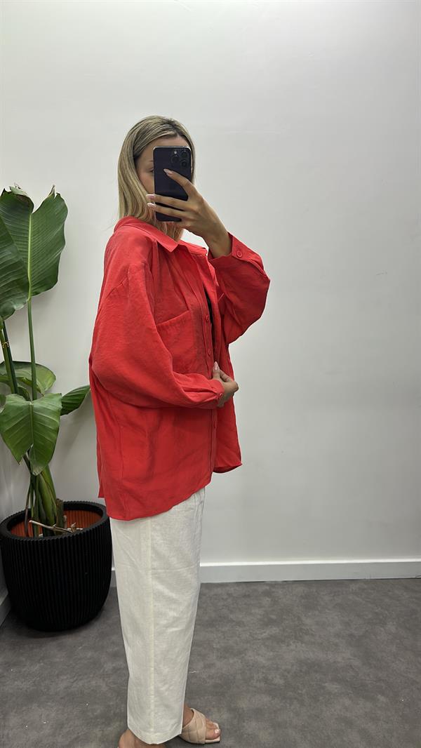 Oversize Lüks Tensel Gömlek