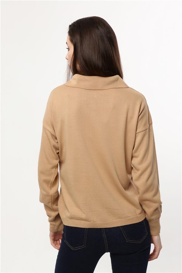 Düğmeli Polo Yaka Kazak