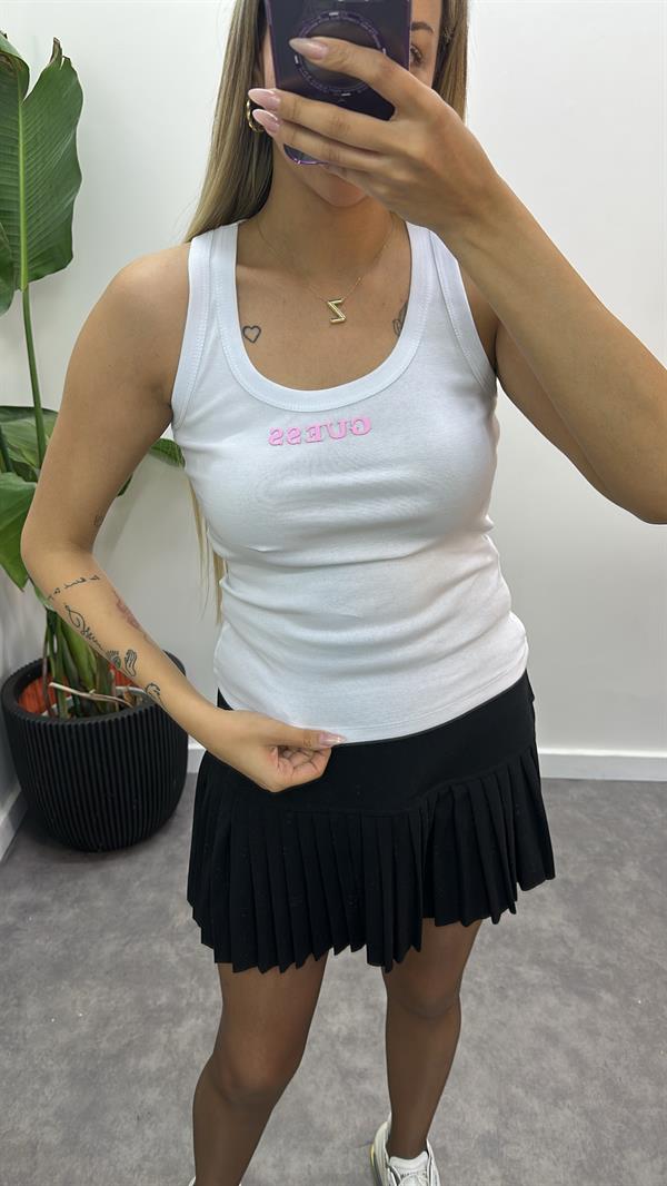 Renkli Guess Yazılı Premium Atlet