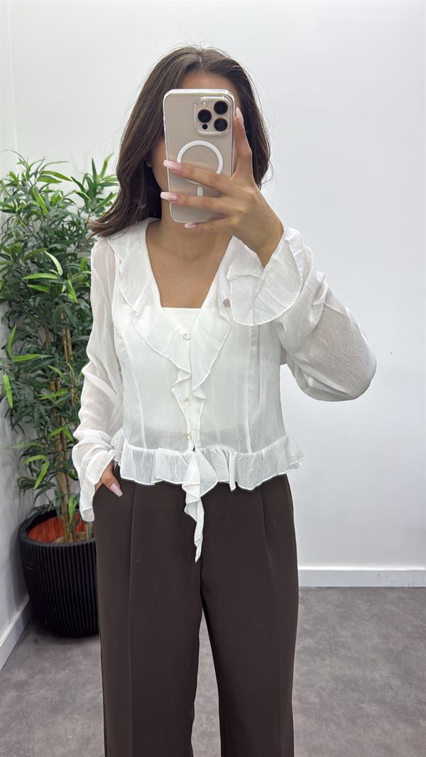 Şifon Düğmeli Bluz