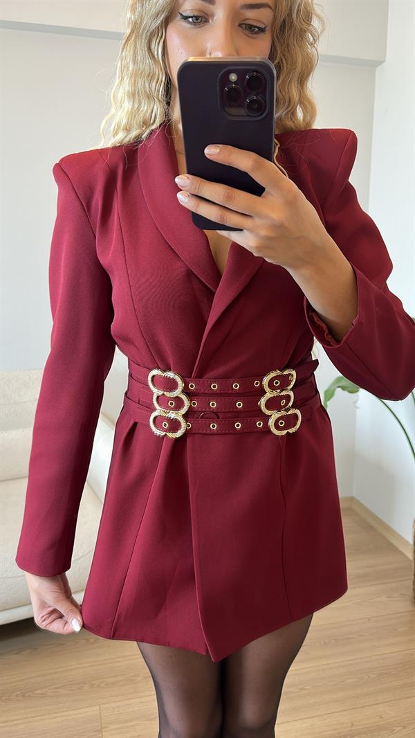 Tasarım Kemerli Ceket Elbise