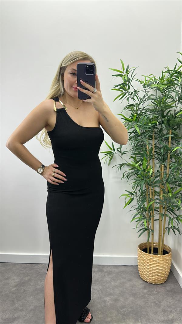 Tek Omuz Tokalı Elbise