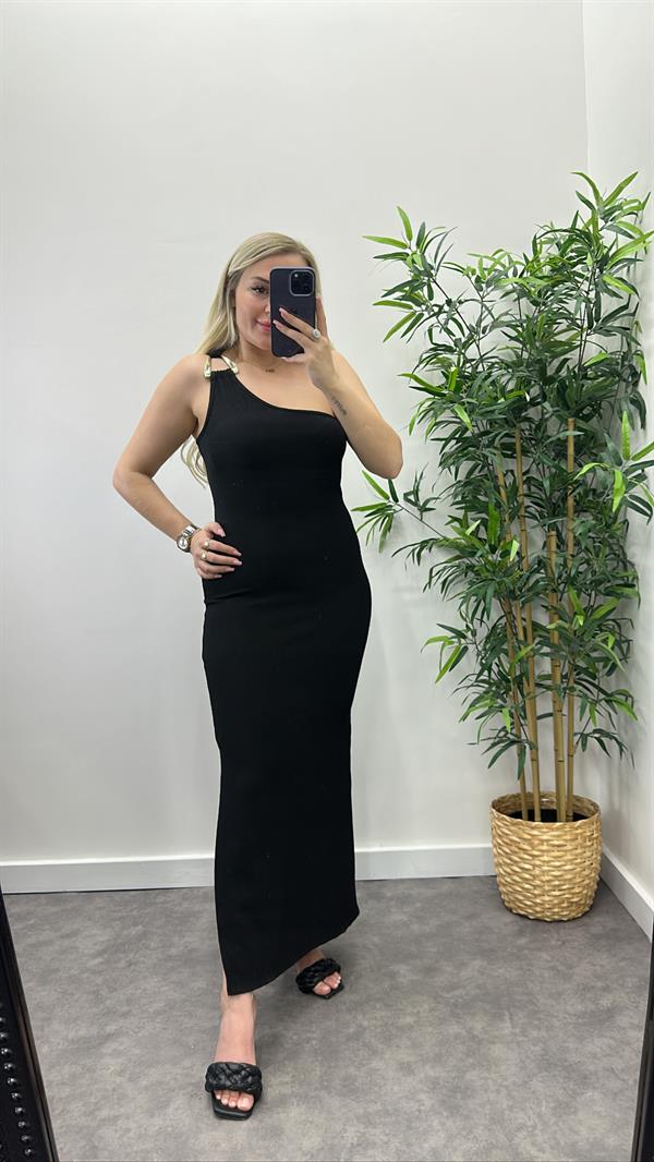 Tek Omuz Tokalı Elbise