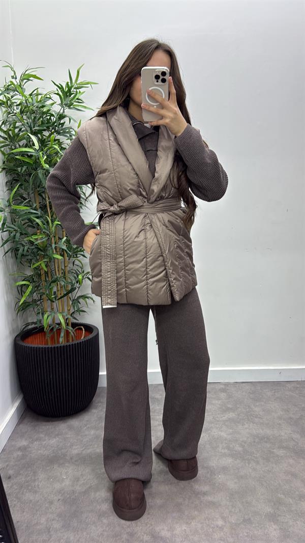 Triko Detay Şişme Yelek