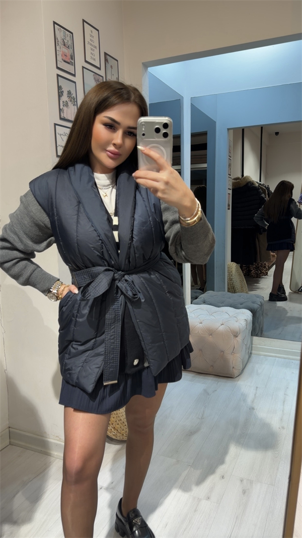 Triko Detay Şişme Yelek