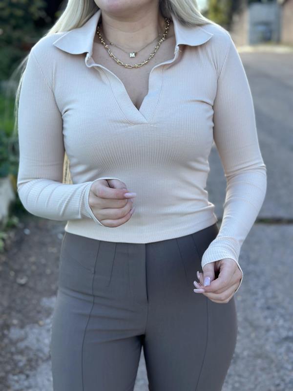 Yakalı Fitilli Bluz